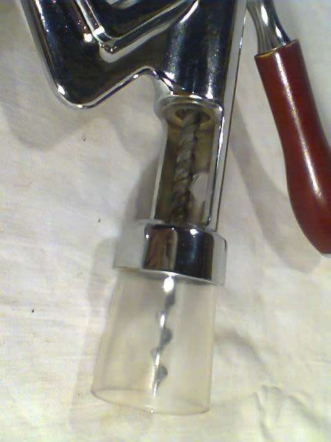 A Vintage Chrome Wine cork bottle screw opener Table mount,extracts very fast smooth easy operation