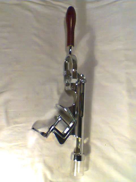 A Vintage Chrome Wine cork bottle screw opener Table mount,extracts very fast smooth easy operation