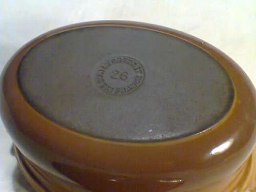 A Vintage 1950's " Le Creuset made in France No 26 " Brown Enamel oven Roasting Pot