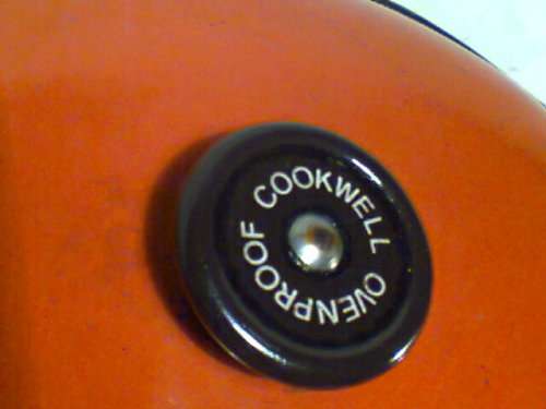 Large Vintage Cookwell Ovenproof Enamel Cast Iron Cooking Lidded Pot. In used second hand condition.