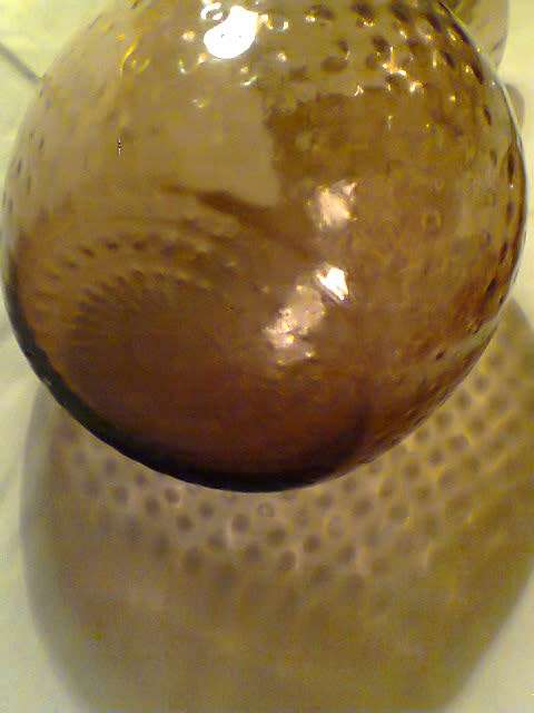 2 Vintage Purple Collectible Glass Items. A Vase & Large condiment Bottle Bulbous shape.