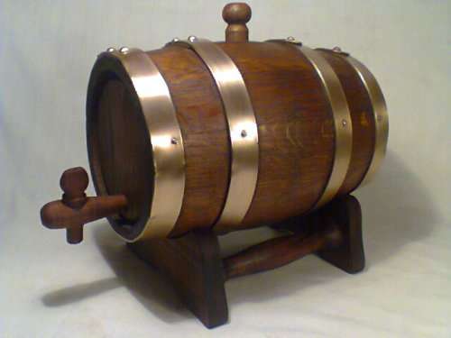 A Salesman's Sample Rare Wine Vat in Oak Brass Straps on stand complete with Tap & Plug.Neat order.