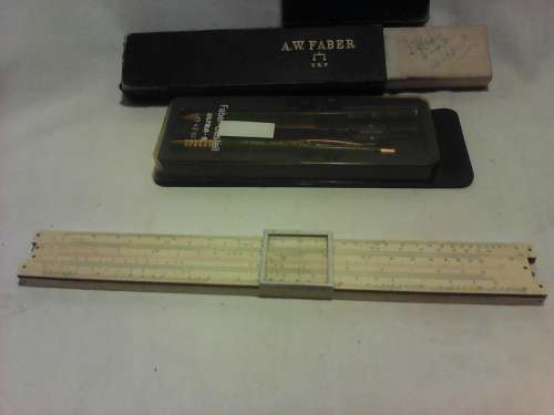 A RARE 1935 Vintage Mft in Bavaria " A.W. Faber Castell " SlideRule & a new Protractor & 2 Penciles.