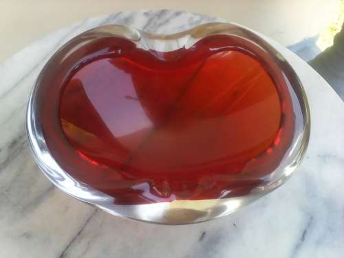 Awesome Vintage Red Mariano Glass ashtray for the collector or the man cave.