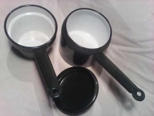 Green Enamel made in Poland.Large & Heavy/Solid Double Boiler,Excellent condition for every day use