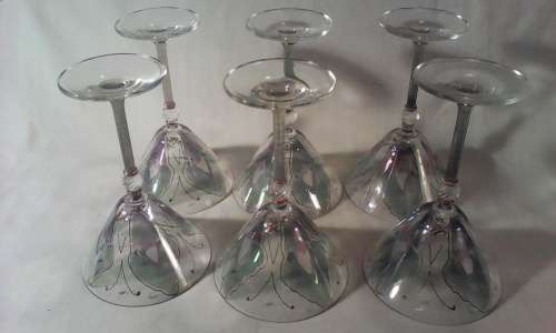 A Box with 6 "Butterfly" Martini cocktail/Champagne Exquisite Glasses.Dated Janl 9/99.In good order