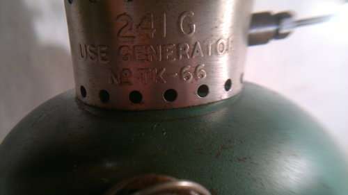 A 1953 Model 241G in Original comdition. Coleman Kerosene Lamp with glass. Sold as used Secondhand.