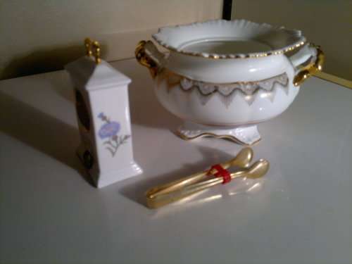 Collectible Vintage Aynsley Items & a Gold color sugar tongs.All in good used second hand condition