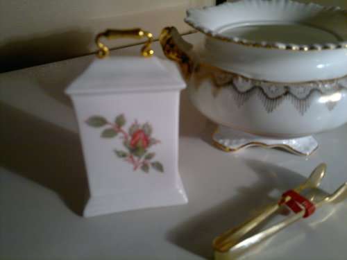 Collectible Vintage Aynsley Items & a Gold color sugar tongs.All in good used second hand condition