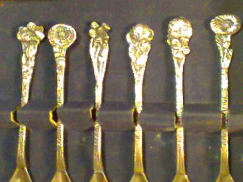 1950's Holland " Selecta " Nieuwzilver Wedding Present. 6 Flower's of the Month Spoon's. Boxed