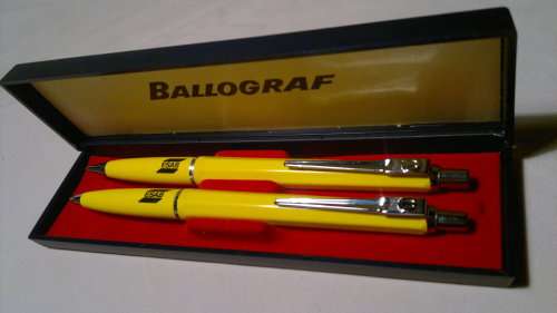 Collectible + - 1960's"Ballograf" Yellow Set.Both writing the ball pen & pencil set in original box.