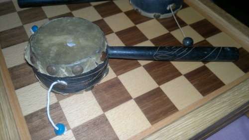 2 x Tibetan Tambourines,bead`s and genui skin intact.Ideal to display in the Man Cave.