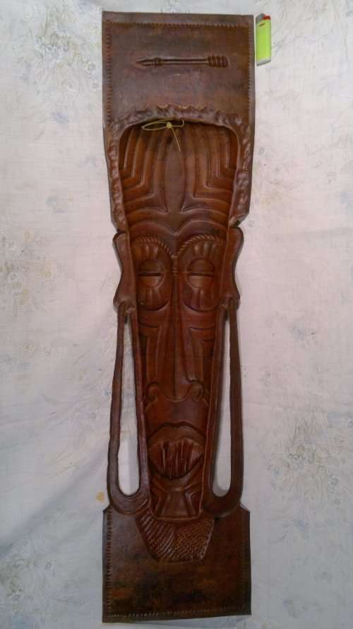 Hand made.Scarce African Ceremonial Heavy Copper Mask wall hanging and a `Cikwese` chopper.