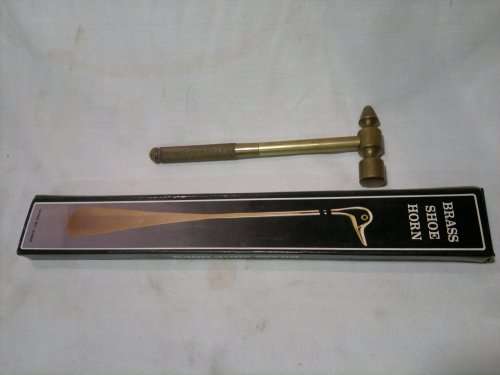 A Unusual Lot of 2 Brass items. A Shoe Horn + a Multi Screw Driver,Hammer set. All in used condition