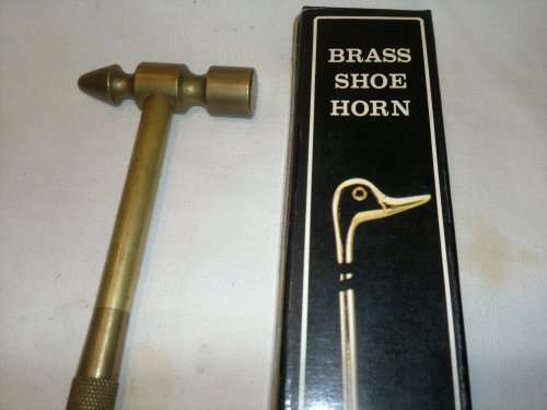 A Unusual Lot of 2 Brass items. A Shoe Horn + a Multi Screw Driver,Hammer set. All in used condition