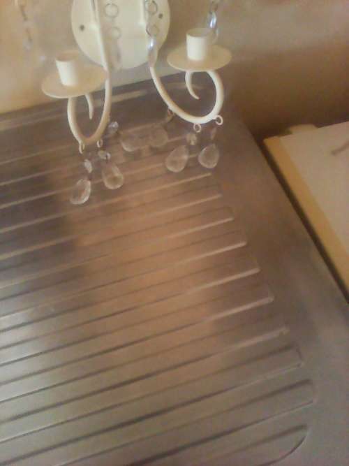 Dressing swivel Butterfly Mirror 2 Vintage Wall mount & 2 standing steel Candlesticks with droplets.