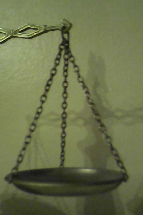 A Rare Vintage  ` Balance Scales of Justice `  Green Onyx and Brass. Size:300mm Tall. In good order.