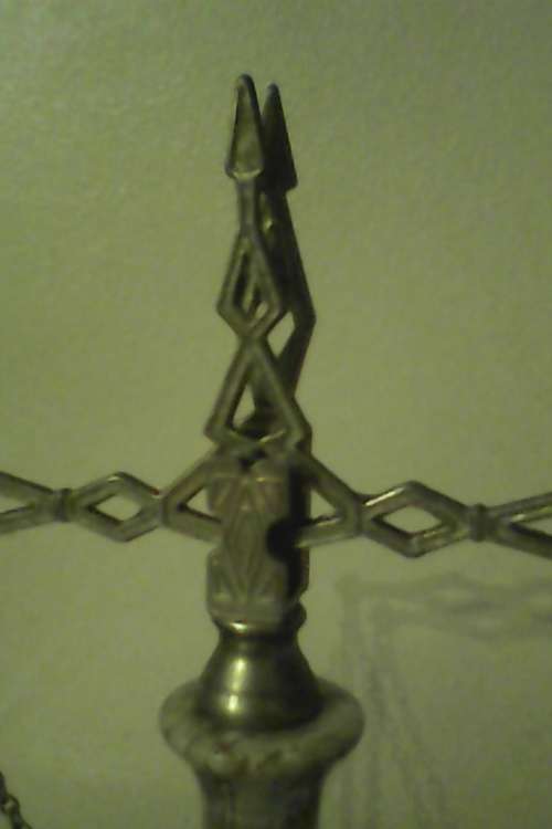 A Rare Vintage  ` Balance Scales of Justice `  Green Onyx and Brass. Size:300mm Tall. In good order.