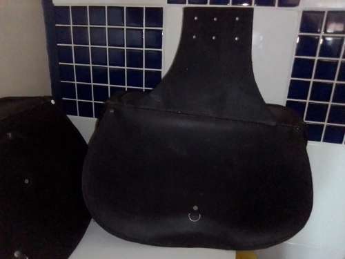 Two Genuine LEATHER Motorcycle side panniers/saddlebags. Still in a good used condition.