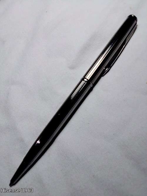 A Vintage " Parker " Twist action reed finish Stainless Steel black ink Ball Point Pen.