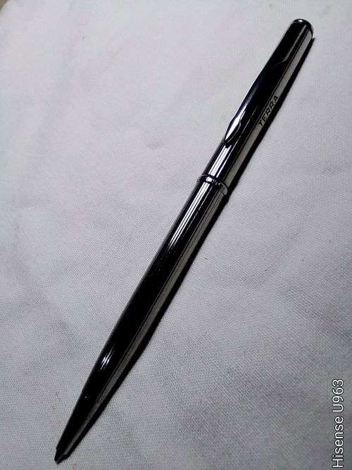 A Vintage " Parker " Twist action reed finish Stainless Steel black ink Ball Point Pen.
