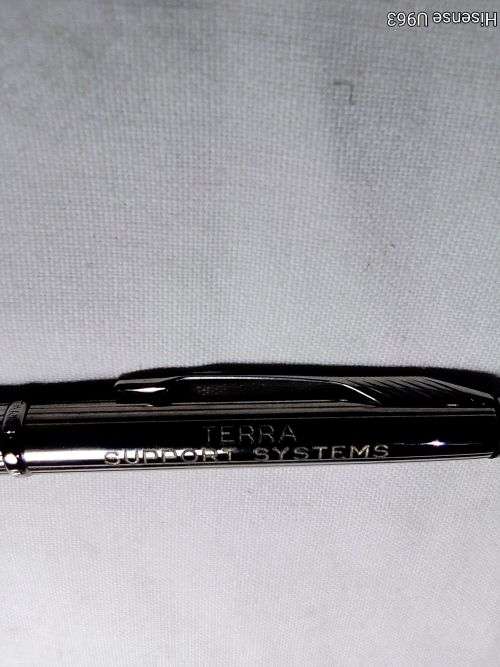 A Vintage " Parker " Twist action reed finish Stainless Steel black ink Ball Point Pen.