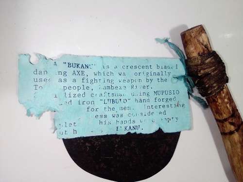 Scarce African Ceremonial Triditional Solid Copper Baule Mask + Triditional Bukan chopper.