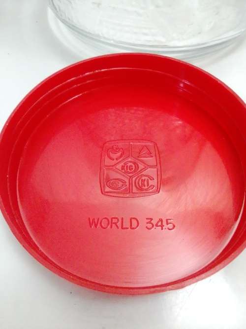 A Highly Collectible Large Red lidded INDONESIA GLASS BISCUIT CANDY APOTHECARY JAR.