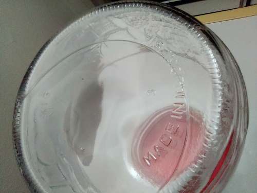 A Highly Collectible Large Red lidded INDONESIA GLASS BISCUIT CANDY APOTHECARY JAR.