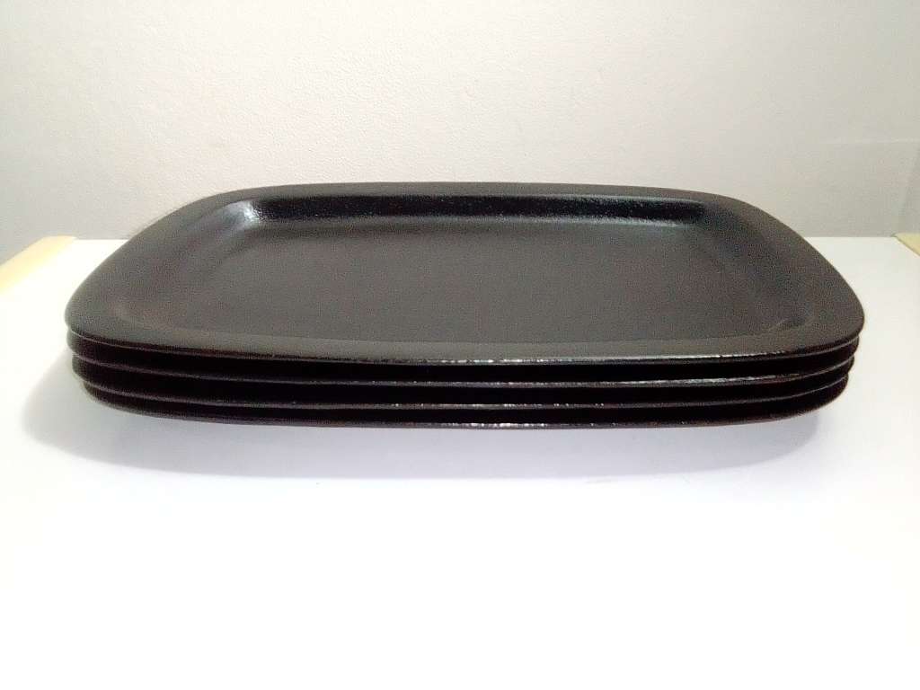 4 Vintage Cast iron Stake plates pre-seasoned and in good used condition.