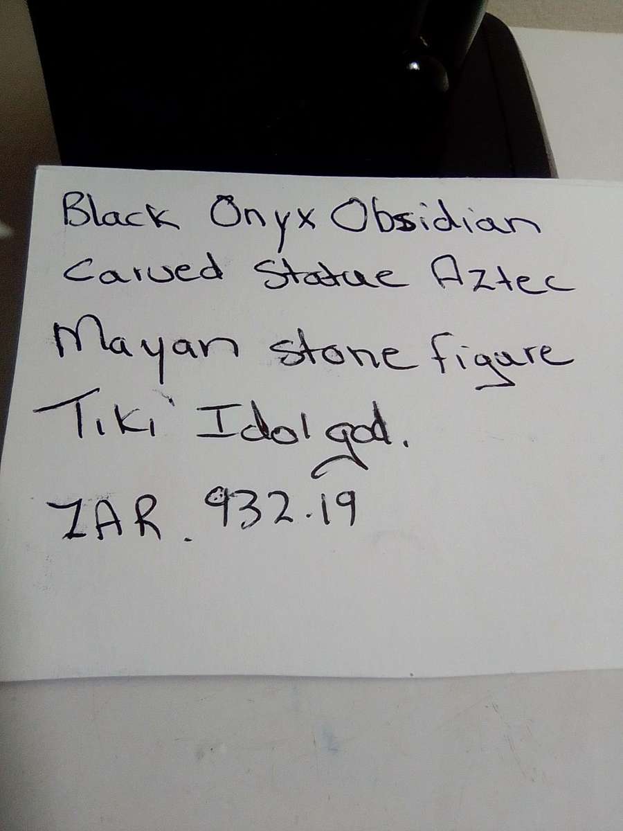 Tiki Idol god. Black Onyx obsidian Aztec carved statue Mayan stone. A black Onyx Dolfin & large Idol