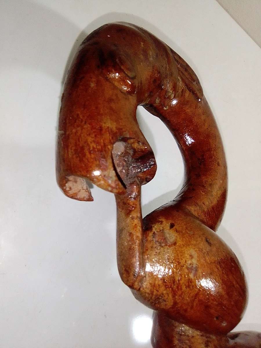 The Nyaminyami is described as having the body of a snake the head of a fish. Ethnic Walking Stick.