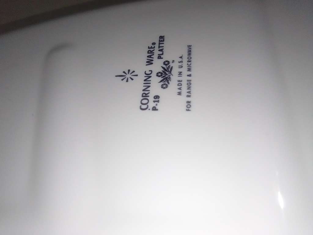 Corning Ware Platter P-19" made in USA for Range & Microwave.