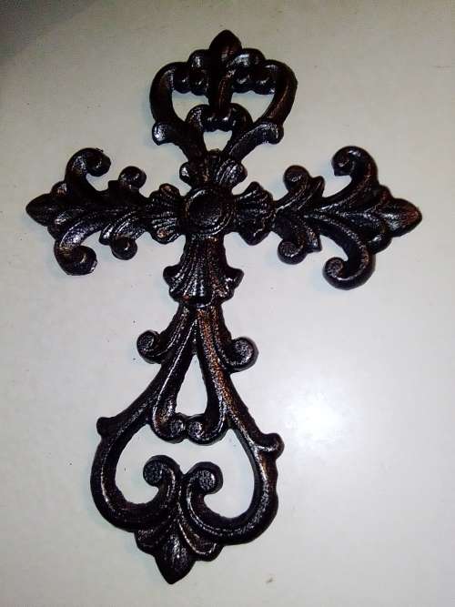 A Beautiful large vintage Gray Enameled over Cast Iron Kitchen Trivet. Size: 28cm long