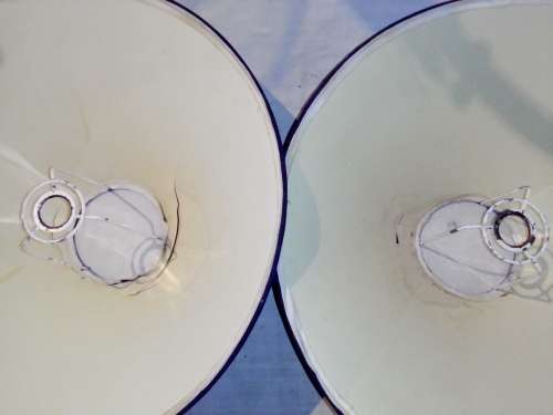 All Two are working wooden table lamps. Lamps only, Size: 50cm Tall, Both are in fair used condition