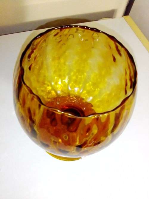 A Stunning Vintage Heavy Amber Studio glass Vase with a nice stem and foot and 190mm Tall.