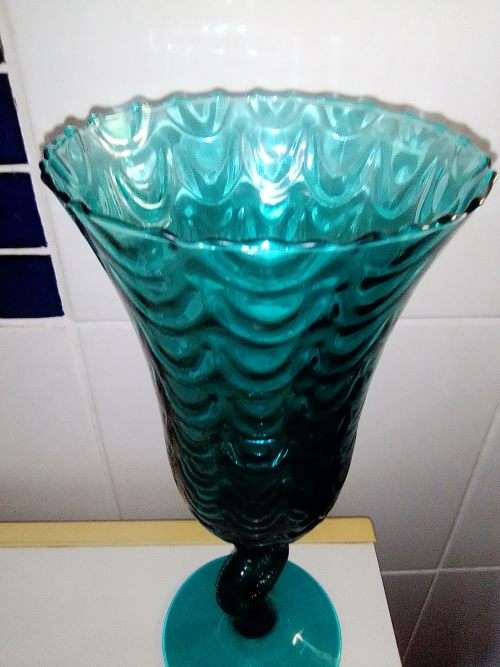 A Large Stunning light Turquoise blue wave  glass. A real beauty.
