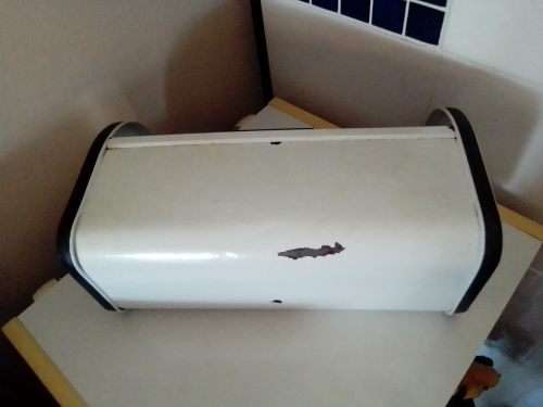 A well used large ` Monarch ` bread bin in original condition, for refurbish in used condition.