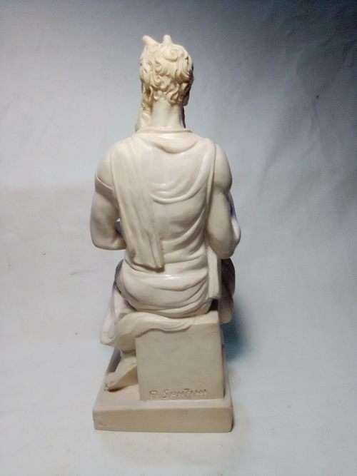 A vintage signed `A Santini` Moses. A replica of Michelangelo`s Moses in St Pieter in Rome.