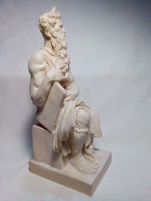 A vintage signed `A Santini` Moses. A replica of Michelangelo`s Moses in St Pieter in Rome.