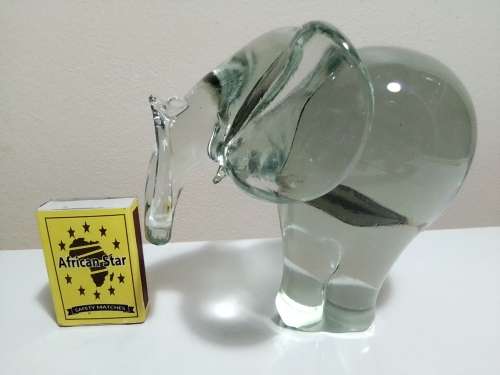 A Signed: ` HANDMADE NGWENYA GLASS KINDOM OF SWAZILAND` Large glass Elephant. 115mm Tall.
