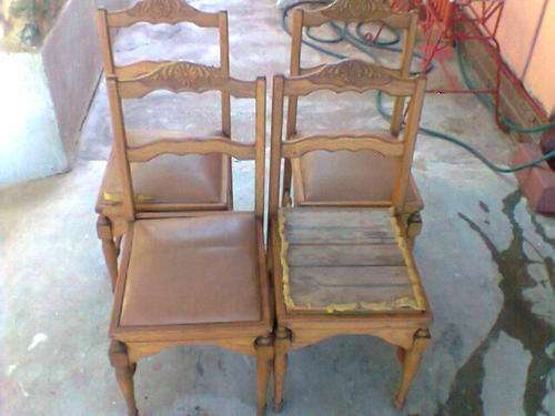 4 X Oak chairs very unusal style, the seats need refurbershing. To Be Collected By Buyer.