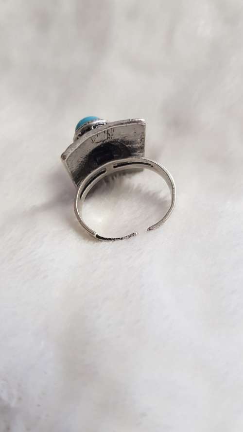 Adjustable Aztec ring with Turquoise & Topaz