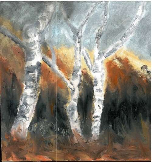 STILL  STANDING..Trees... Oils    Blocked canvas               New