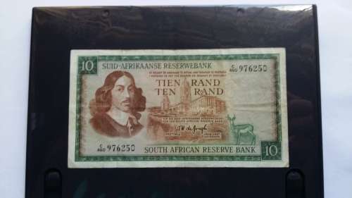 Old South African TW de Jongh R10 Bank note in good condition