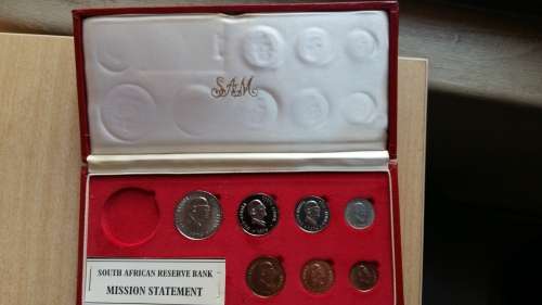 South African 1976 President Fouche Proof coins 50c, 20c,10c,2c,1c and 1/2c in SAM Box