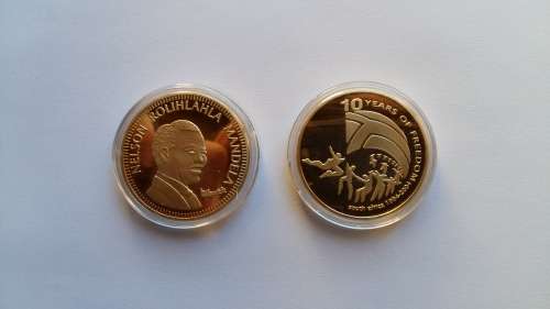 Mandela 10 Years of freedom Gold clad plated token!