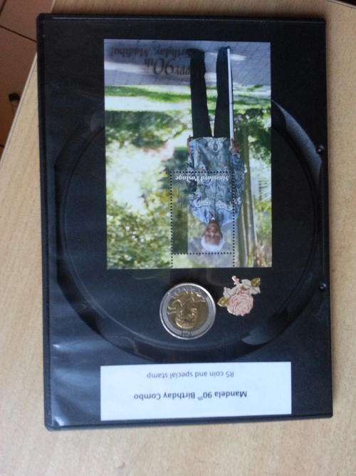 Mandela 90th Birthday stamp and R5 coin