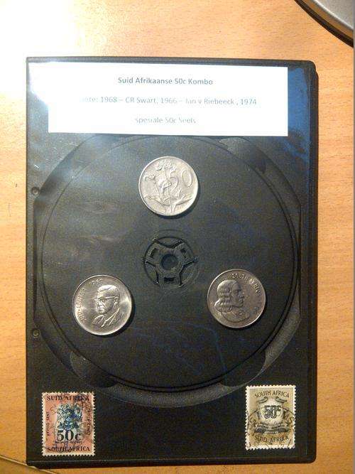 Suid Afrikaanse 50c munte : 1968 - CR Swart, 1966 - Jan Van Riebeeck, 1974