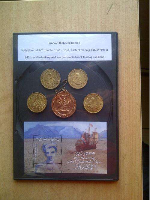 Jan van Riebeeck Kombo: 360 Jaar Herdenking aan Kaap, 1/2c stel : 1961-1964 met Kasteel medalje
